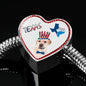 Labrador Retriever Texas Print Heart Charm Steel Bracelet