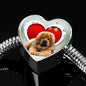 Tibetan Mastiff Print Heart Charm Steel Bracelet