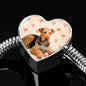 Airedale Terrier Print Luxury Heart Charm Bracelet