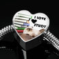 Himalayan Cat Print Heart Charm Steel Bracelet