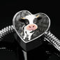 Cow Print Heart Charm Steel Bracelet
