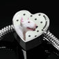 Bull Terrier Print Heart Charm Steel Bracelet