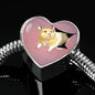 Lovely Hamster Print Heart Charm Steel Bracelet