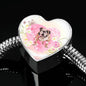 Bulldog Print Heart Charm Steel Bracelet