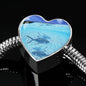 Fish Print Heart Charm Steel Bracelet