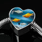 Common Molly Fish Print Heart Pendant Steel Bracelet