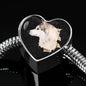 Siberian Husky Dog 3D Print Heart Charm Steel Bracelet