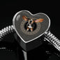 Amazing Basset Hound Dog Print Heart Charm Steel Bracelet
