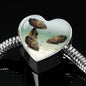 Oscar Fish Print Heart Charm Steel Bracelet