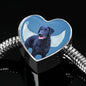 Curly Coated Retriever Print Heart Charm Steel Bracelet