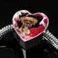 Boxer Dog Print Heart Charm Steel Bracelet