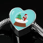 Maltese Dog Print Heart Charm Christmas Special Steel Bracelet