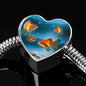 Common Goldfish Print Heart Charm Steel Bracelet
