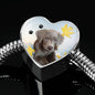 Cute Weimaraner Print Heart Charm Steel Bracelet