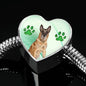 Belgian Malinois Print Heart Charm Steel Bracelet