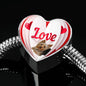 Yorkshire Terrier(Yorkie) Love Print Heart Charm Steel Bracelet