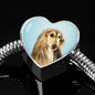 Afghan Hound Dog Print Heart Charm Steel Bracelet