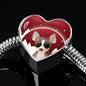 Chihuahua Print Heart Charm Steel Bracelet