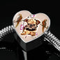Brussels Griffon Dog Print Heart Charm Steel Bracelet