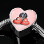 St. Bernard Dog Print Heart Charm Steel Bracelet
