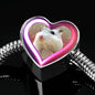 Campbell Dwarf Hamster Print Heart Charm Steel Bracelet