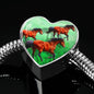 Arabian Horse Art Print Heart Charm Steel Bracelet