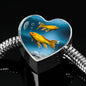 Butterfly Koi Fish Print Heart Charm Steel Bracelet