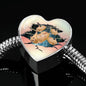 Golden Hamster Hanging Print Heart Charm Steel Bracelet