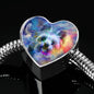 Yorkie Art Print Heart Charm Steel Bracelet