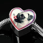 Cute Pug Dog Print Heart Charm Steel Bracelet
