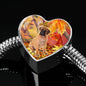 Bullmastiff Print Heart Charm Steel Bracelet