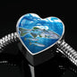 Slender Danios Fish Heart Charm Steel Bracelet