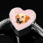 Labrador Retriever Dog Print Heart Charm Steel Bracelet