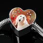 Afghan Hound Dog Print Heart Charm Steel Bracelet