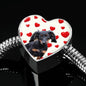 Dachshund Print Heart Charm Steel Bracelet