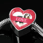 Bearded Collie Dog Print Heart Charm Steel Bracelet