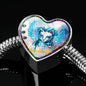 Cat Watercolor Art Print Heart Charm Steel Bracelet