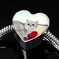 Exotic Shorthair Cat Print Heart Charm Steel Bracelet