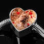 Cute Bordeaux Mastiff Print Heart Charm Steel Bracelet