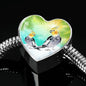 Cockatiel Parrot Art Print Heart Charm Steel Bracelet
