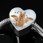 Australian Terrier Print Heart Charm Steel Bracelet