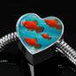 Southern Platyfish Fish Print Heart Charm Steel Bracelet