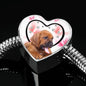 Bloodhound Print Heart Charm Steel Bracelet