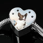 Cardigan Welsh Corgi Print Heart Charm Steel Bracelet