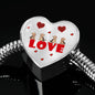 Yorkie Love Print Heart Charm Steel Bracelet