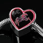 Horse Pink Art Print Heart Charm Steel Bracelet