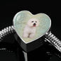 Bichon Frise Dog Print Heart Charm Steel Bracelet