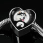 Siberian Husky Dog Print Heart Charm Steel Bracelet