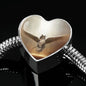 Norwegian Forest Cat Print Heart Charm Steel Bracelet