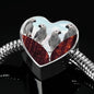 African Grey Parrot Print Heart Charm Steel Bracelet